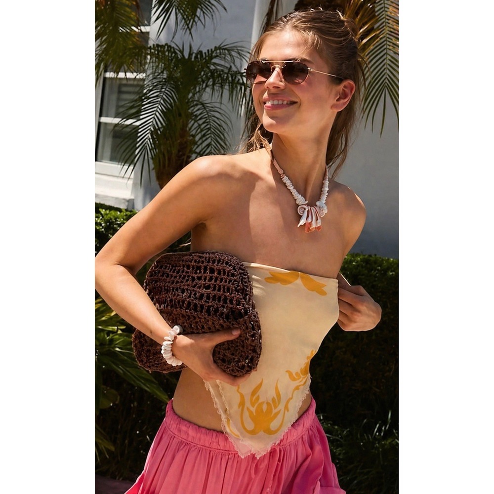 Free People Sand Bound Clutch Chocolate Brown Raffia Boho NWT $58